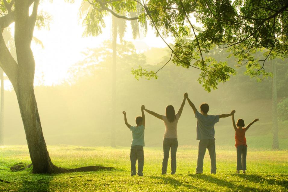 Family in a park