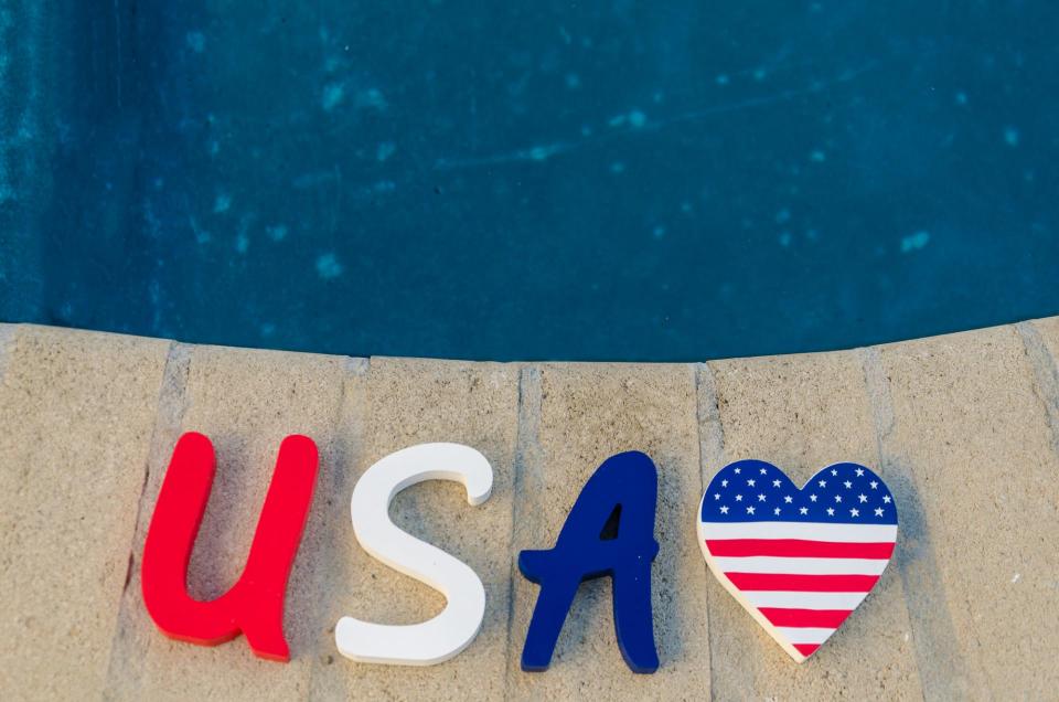 Image of swimming pool and teh words USA