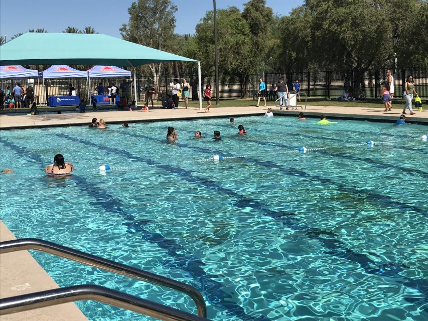 People using a pool