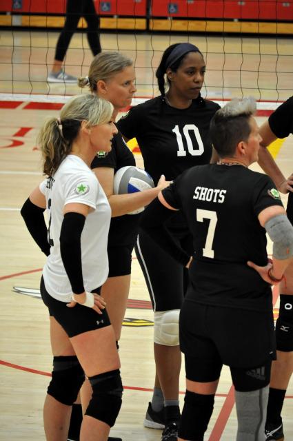 Women's Volleyball Team Meet During a Time Out