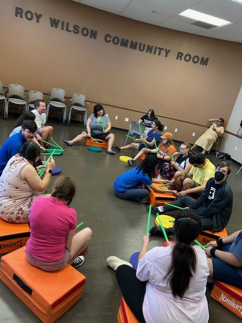 Adaptive class seated in circle.