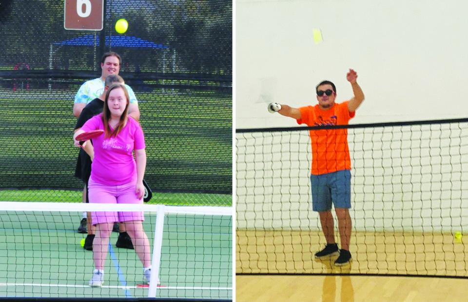 Image showing a woman playing pickleball and a man playing badminton