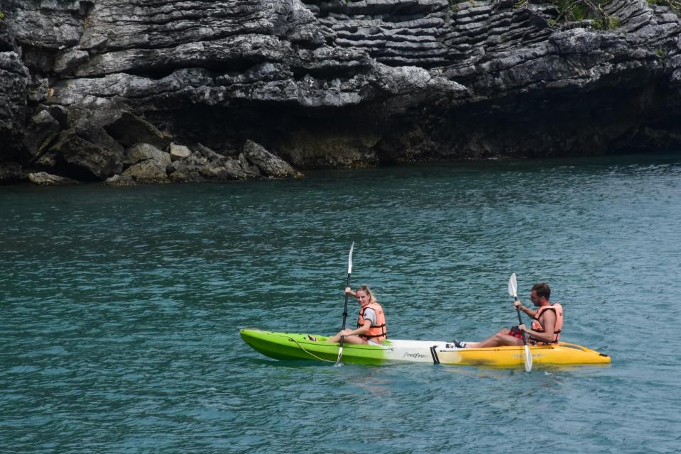 Two people kayaking
