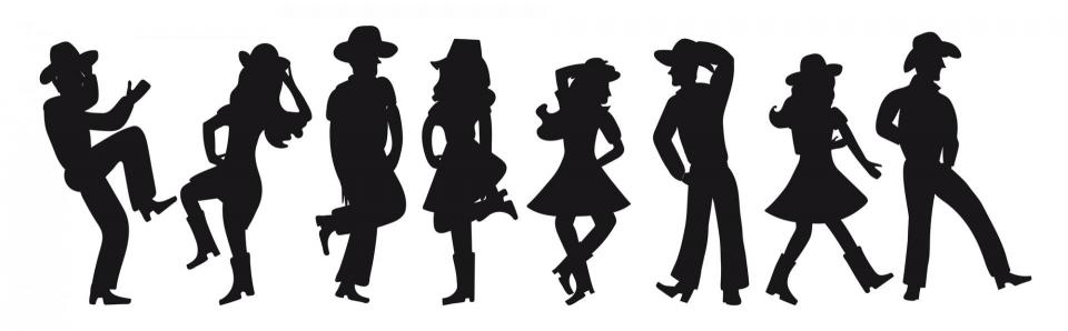 Silhouette of western style dancing
