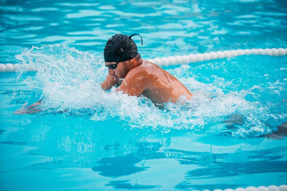Overview of adult swimming in a pool