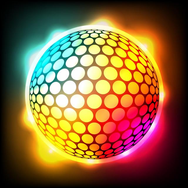 Neon glowing golf ball