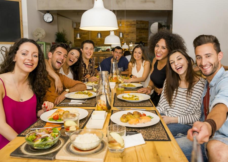 Group of people around a dinner table