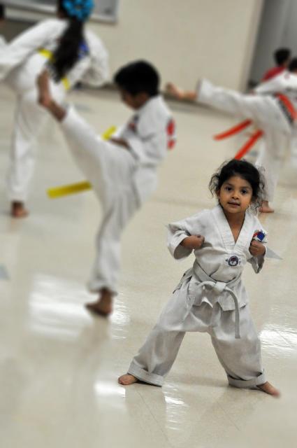 Little girl doing karate