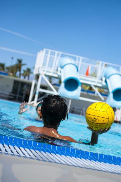 Playing water polo in the pool photo