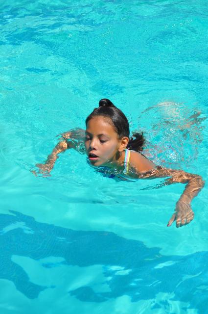 Girl in the pool swimming