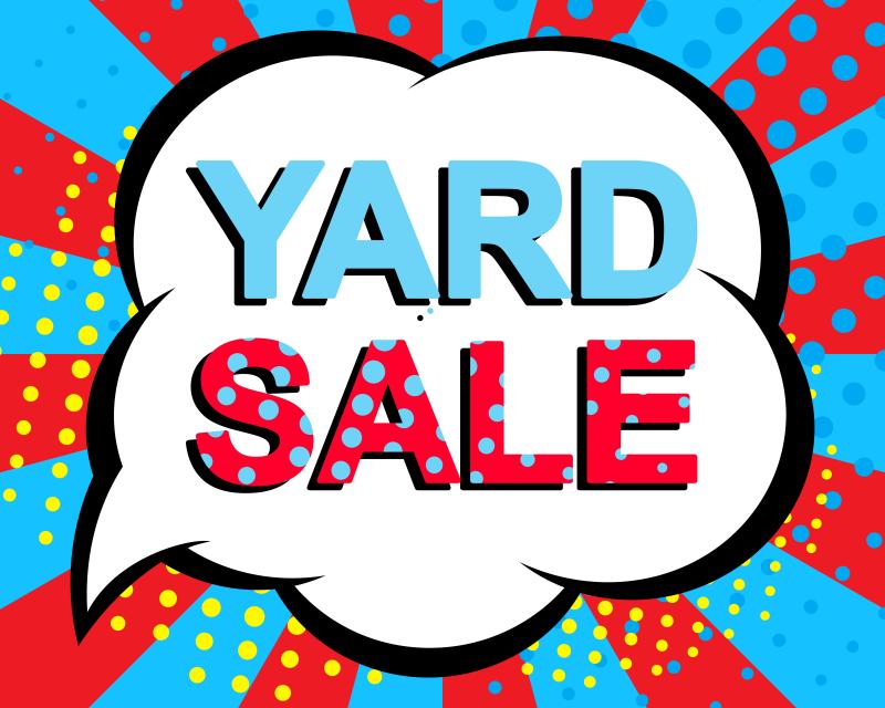 Colorful sign with the words Yard Sale