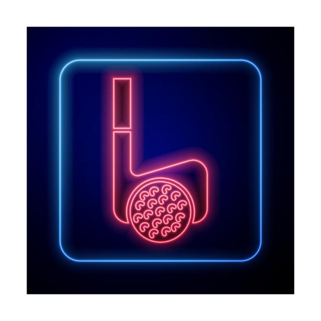 Neon sign of a golf club and golf ball