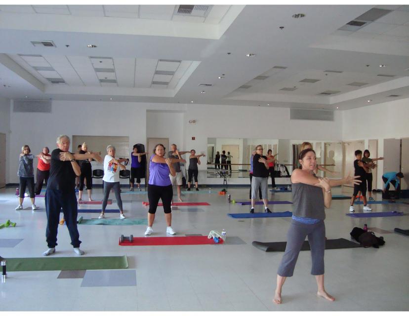 Adults in fitness class
