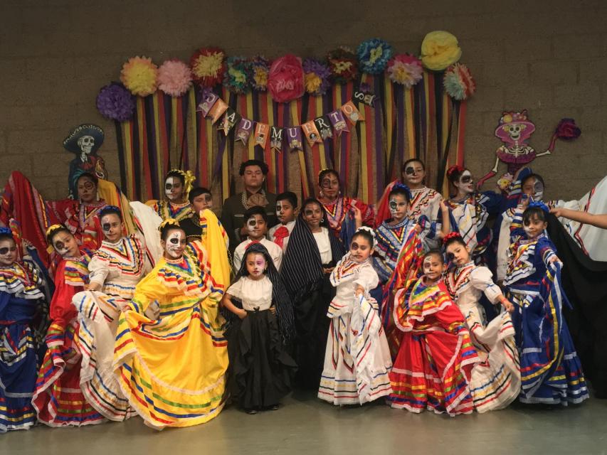 Group of people dressed for Day of the Dead