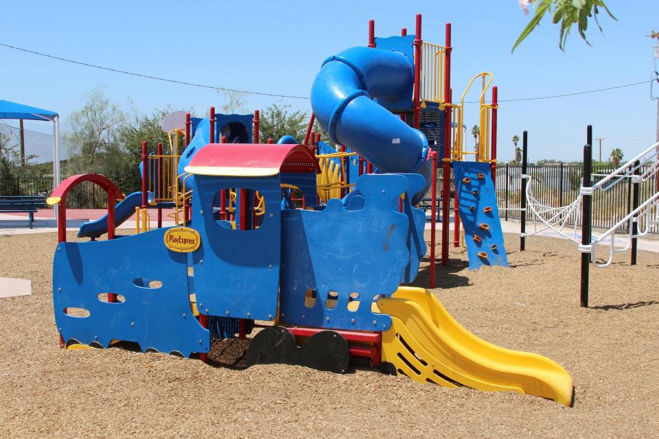 Photo inside the playground near the slide