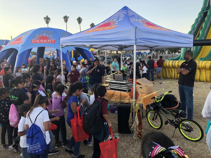 DRD booths set up with people at fair