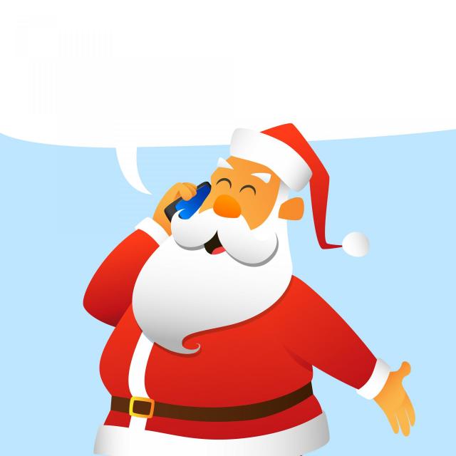 Animated drawing of Santa Claus talking on a cell phone