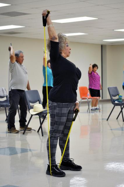 A senior exercising
